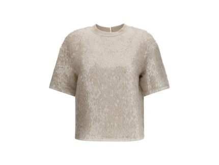 Tricou Brunello Cucinelli Bej din Mătase