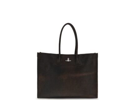 Geantă Vivienne Westwood Troy Tote Brown din Piele