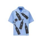 Prada Blue Cotton Pattern Shirt