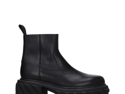 Off-White Black Leather Ankle Boots