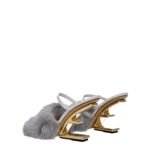 Fendi Gray Mink Slippers - Image 4