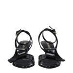 Prada Black Leather Stiletto Heel Sandals - Image 3