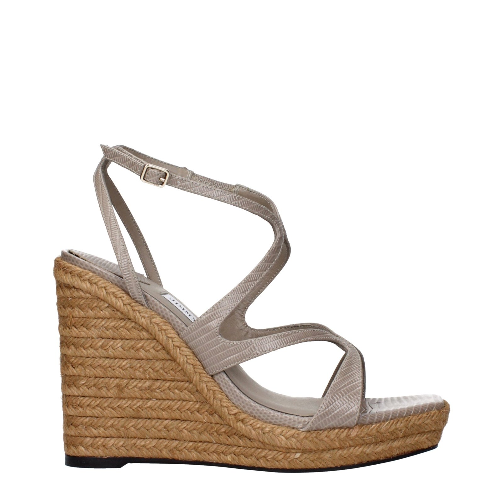 8954516-1.jpeg Jimmy Choo Gray Leather Wedge Sandals - Image 1