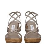 Jimmy Choo Gray Leather Wedge Sandals - Image 3