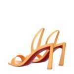 Christian Louboutin Orange Leather Stiletto Heel Sandals - Image 4