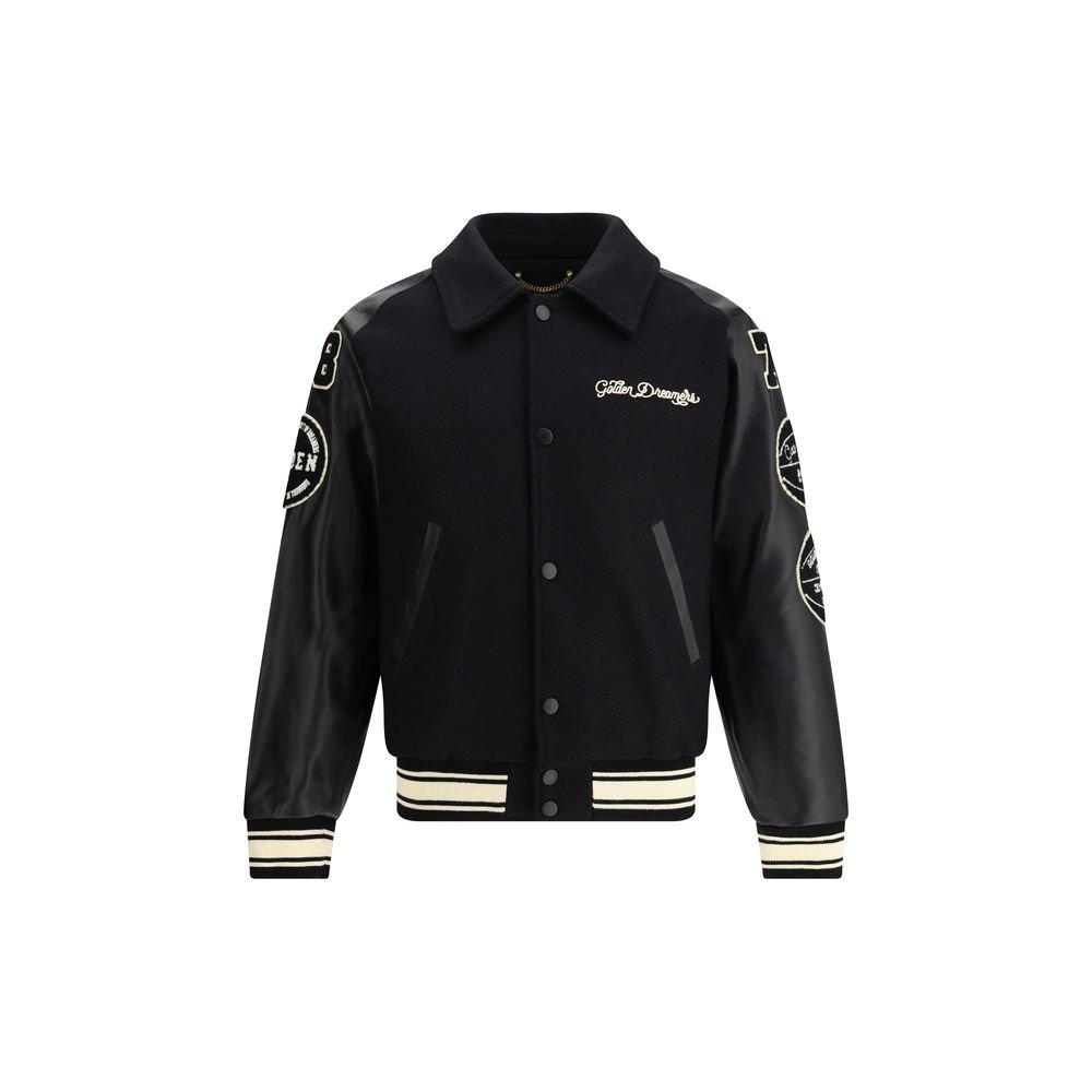 9100022.jpeg Golden Goose Black Fleece Wool Bomber - Image 1