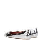 Amina Muaddi Gray Leather Ballet Flats - Image 4