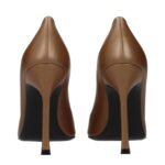 Amina Muaddi Brown Leather High Heel Pumps - Image 5