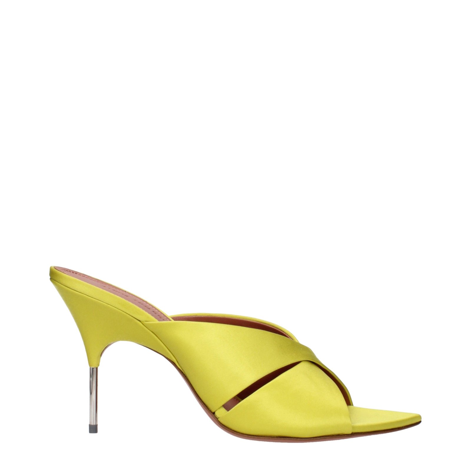 9101914-1.jpeg Amina Muaddi Green Satin Stiletto Heel Sandals - Image 1
