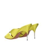 Amina Muaddi Green Satin Stiletto Heel Sandals - Image 4