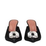 Pantofi cu Toc Amina Muaddi Negru din Satin cu Toc Înalt - imagine 3