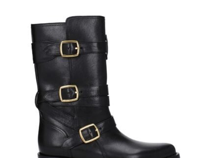 Celine Black Leather Flat Boots