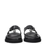 Versace Black Leather Flat Sandals - Image 3