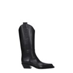 Off-White Black Leather High Heel Boots