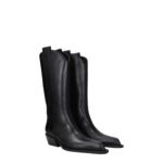 Off-White Black Leather High Heel Boots - Image 2