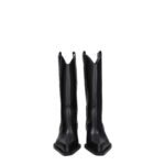 Off-White Black Leather High Heel Boots - Image 3