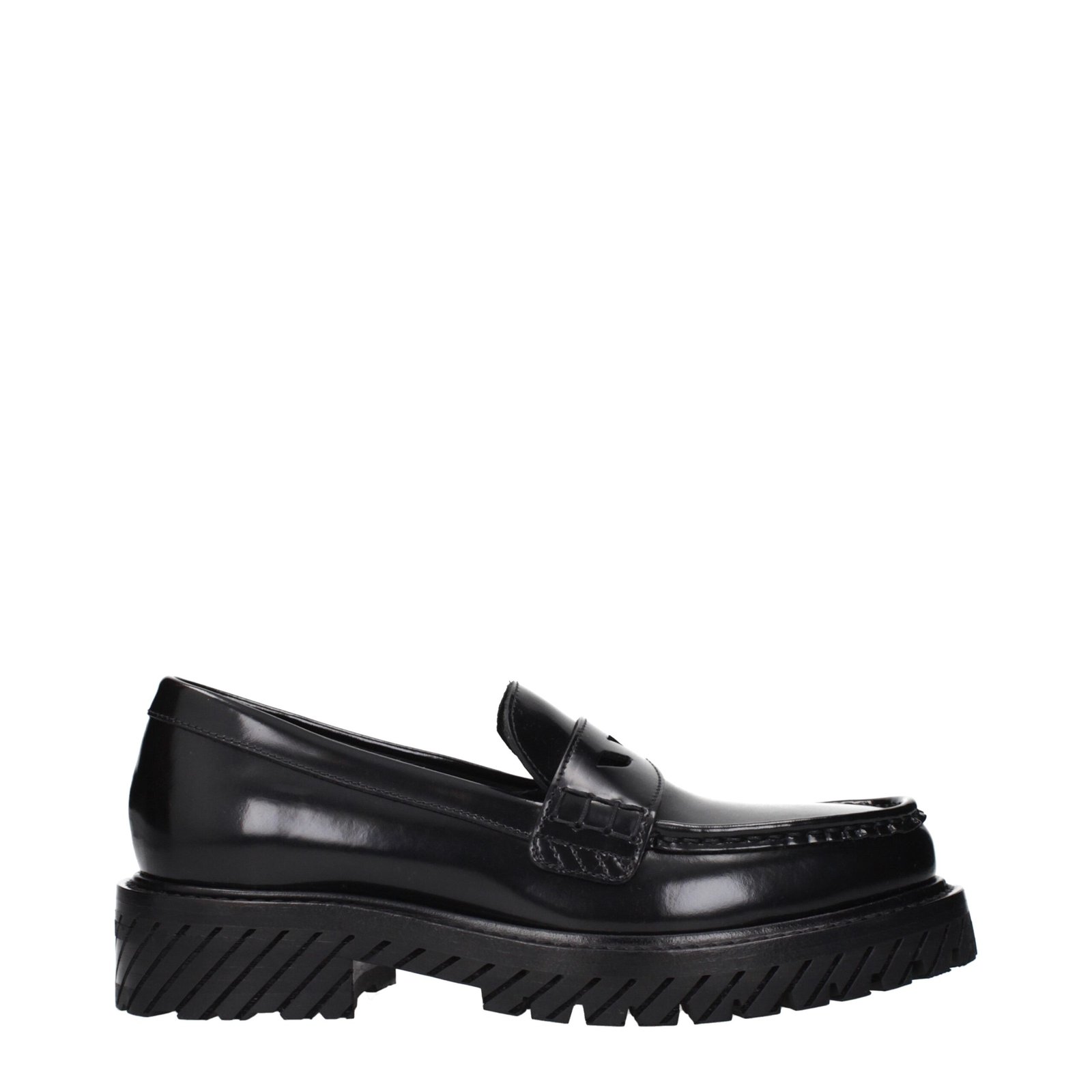 9327496.jpeg Off-White Black Leather Slip-On Loafers - Image 1