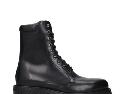 Off-White Black Leather Ankle Boots