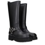 Off-White Black Leather Flat Boots - Image 2