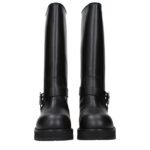 Off-White Black Leather Flat Boots - Image 3