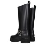 Off-White Black Leather Flat Boots - Image 4