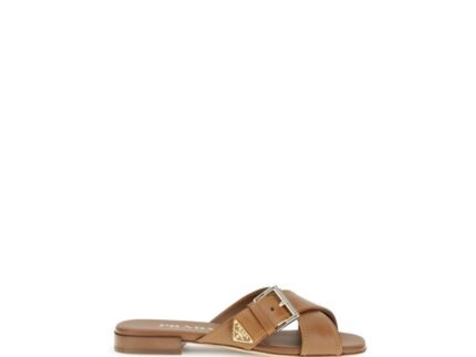 Prada Brown Calf Leather Bos Taurus Flat Sandals