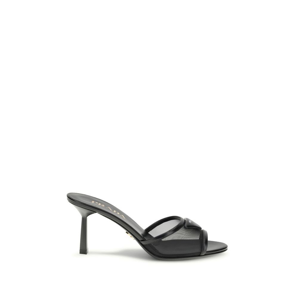 9744152.jpeg Prada Black Calf Leather Bos Taurus Stiletto Heel Sandals - Image 1