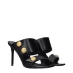 Balmain Black Leather Stiletto Heel Sandals - Image 2