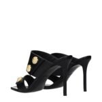 Balmain Black Leather Stiletto Heel Sandals - Image 4