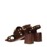 Valentino Garavani Brown Leather Strap-On Sandals - Image 4