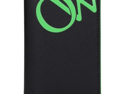 Portofel Carduri Off-White Negru din Piele