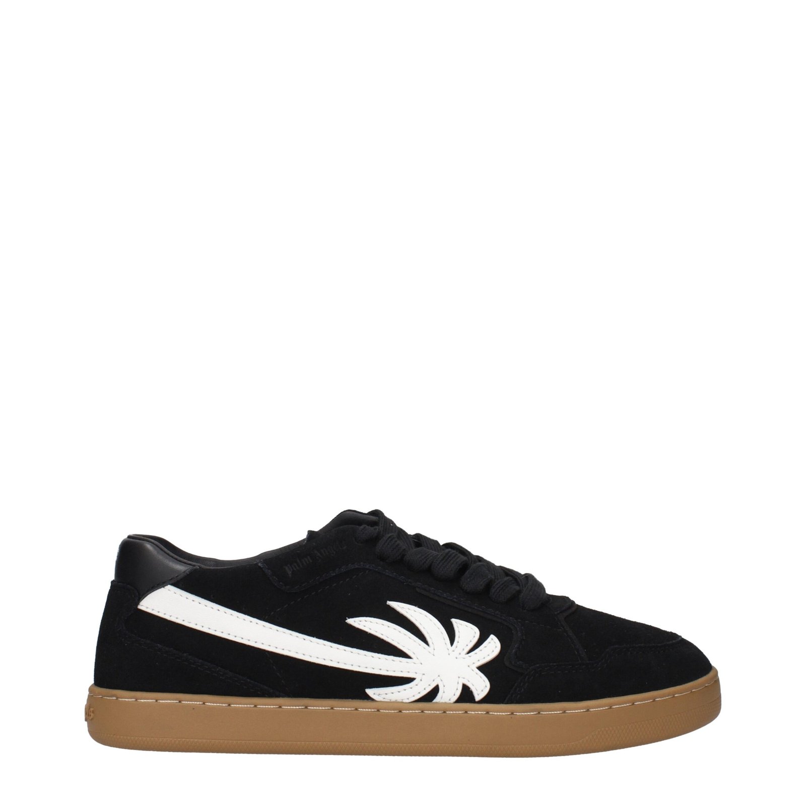 9870066-1.jpeg Palm Angels Black Leather Low Top Sneakers - Image 1