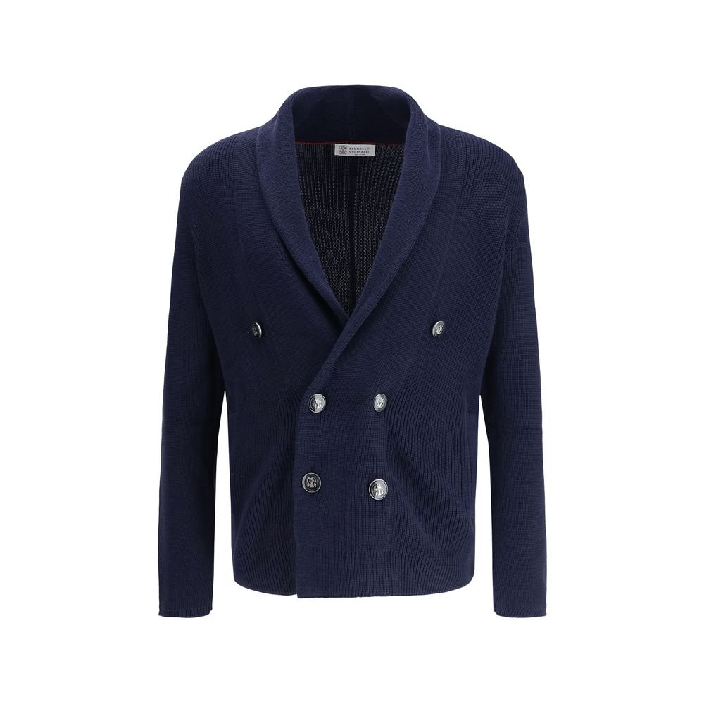 9895526.jpeg Brunello Cucinelli Blue Cotton Cardigan - Image 1