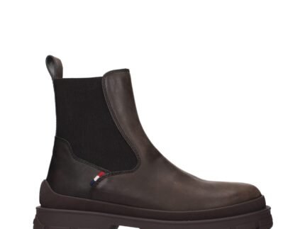 Moncler Brown Leather Ankle Boots