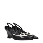 Givenchy Black Leather Wedge Sandals - Image 2