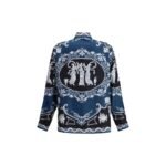 Versace Blue Silk Pattern Shirt - Image 2