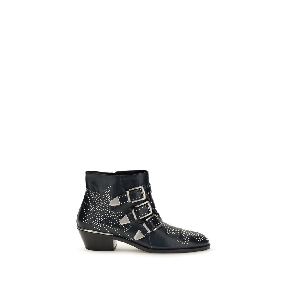 10055839.jpeg Chloé Black Calf Leather Bos Taurus Lace-Up Boots - Image 1