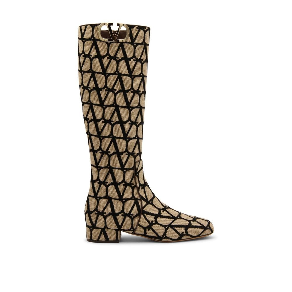 10087512-1.jpeg Valentino Garavani Beige Canvas Boots - Image 1