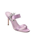 Manolo Blahnik Purple Silk Stiletto Heel Sandals - Image 2