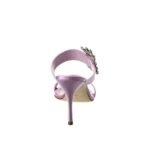Manolo Blahnik Purple Silk Stiletto Heel Sandals - Image 3