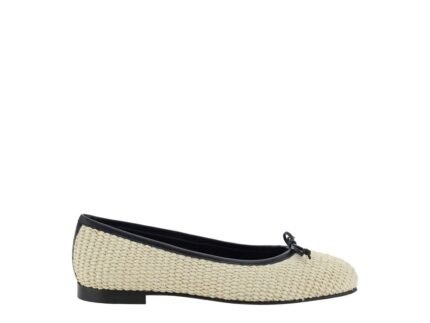 Manolo Blahnik Beige Raffia Ballet Flats