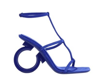 Salvatore Ferragamo Blue Calfskin Stiletto Heel Sandals