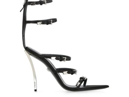 Versace Black Calfskin Stiletto Heel Sandals
