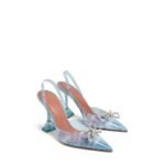 Amina Muaddi Blue Plexiglass High Heel Pumps - Image 2