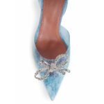 Amina Muaddi Blue Plexiglass High Heel Pumps - Image 4