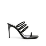 Saint Laurent Black Silk Stiletto Heel Sandals