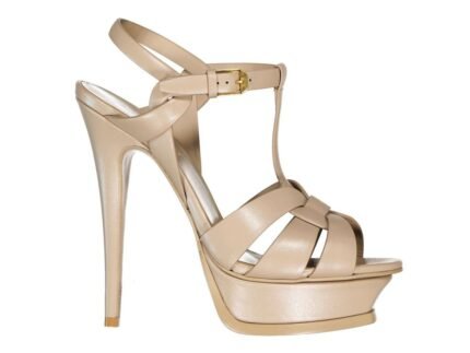 Sandale Saint Laurent Bej din Piele