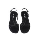 Prada Black Calfskin Strap-On Sandals - Image 4