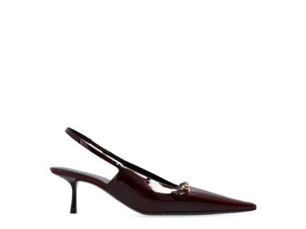 Saint Laurent Burgundy Calfskin Mid Heel Pumps