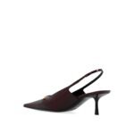 Saint Laurent Burgundy Calfskin Mid Heel Pumps - Image 3